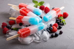 Glace rouge, blanche et bleue