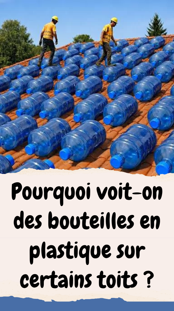 des bouteilles en plastique sur les toits