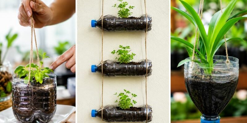 Transformer des bouteilles en pots suspendus pour plantes