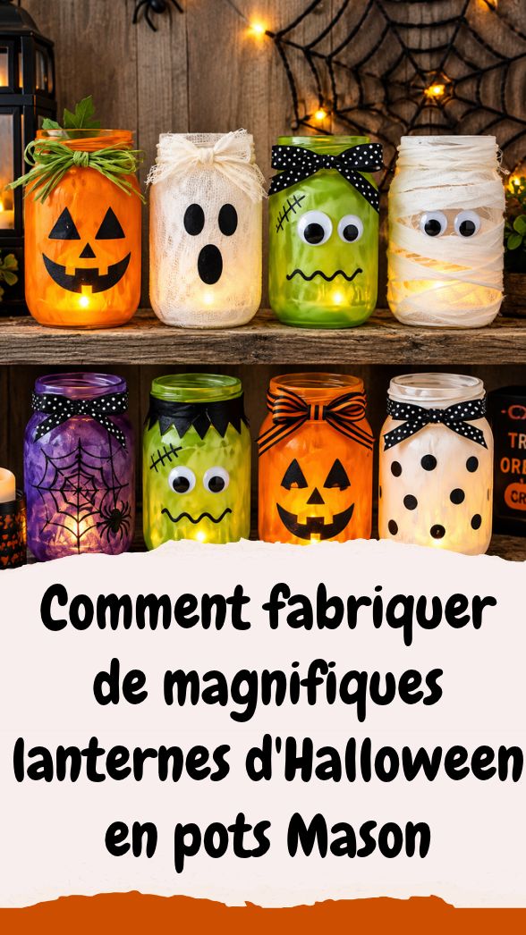 lanternes d'Halloween en pots Mason
