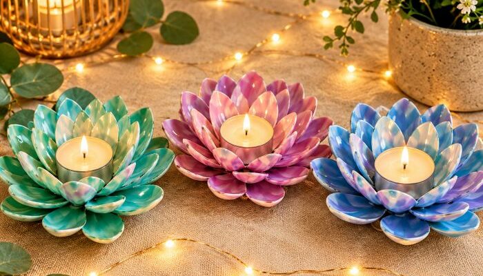 fleurs lotus cuillères en plastique