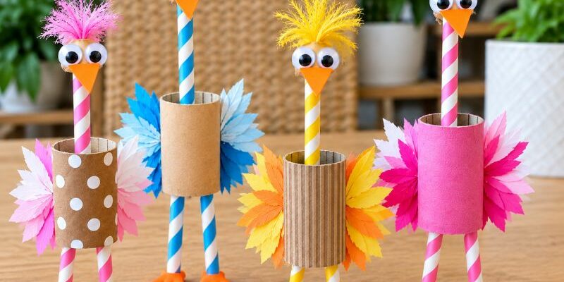 DIY autruche rouleaux et pailles