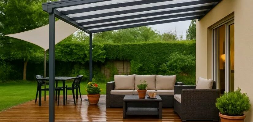 Terrasse sous la pluie