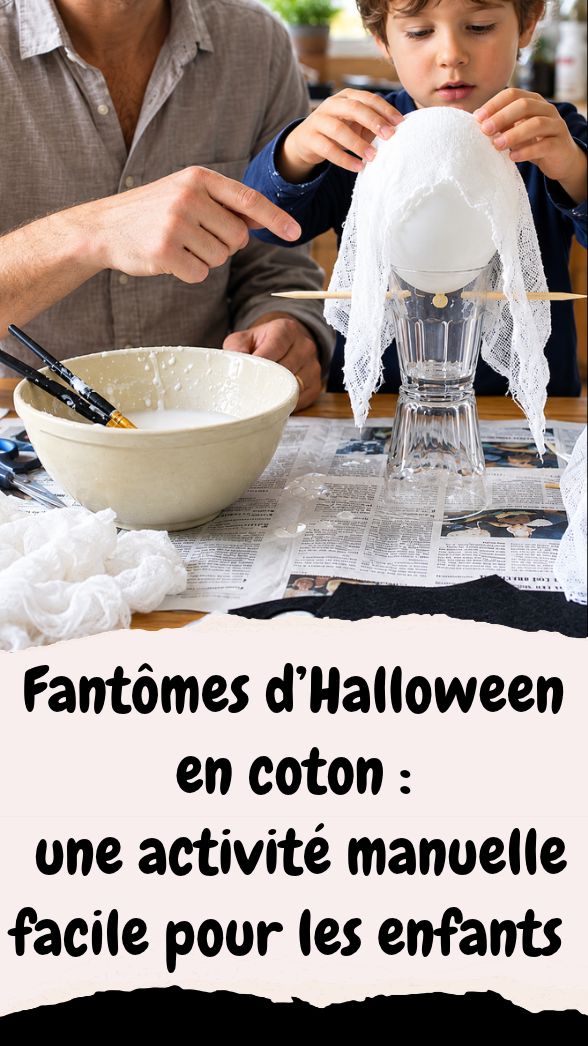 Fantômes d’Halloween en coton : une activité manuelle facile pour les enfants