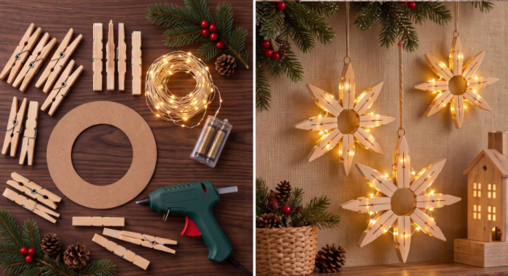 Décorations de Noël avec des pinces à linge