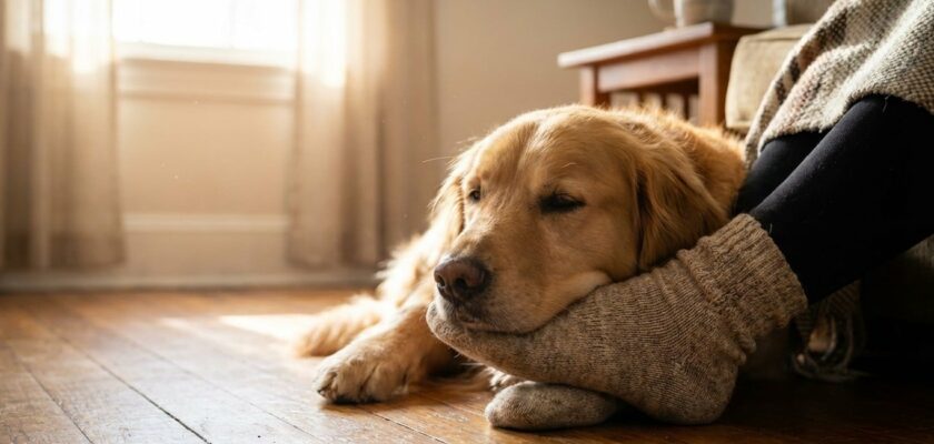 Pourquoi un chien soupire-t-il près de son maître