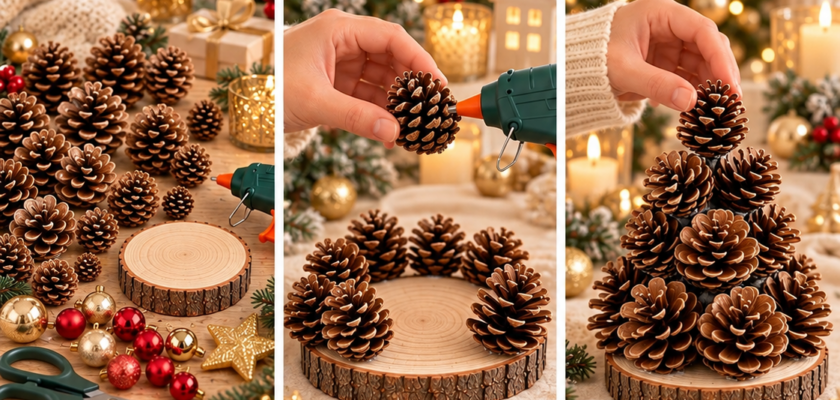 Sapin de Noël en pommes de pin