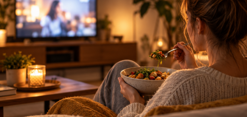 Vous mangez toujours devant la télé ou une vidéo