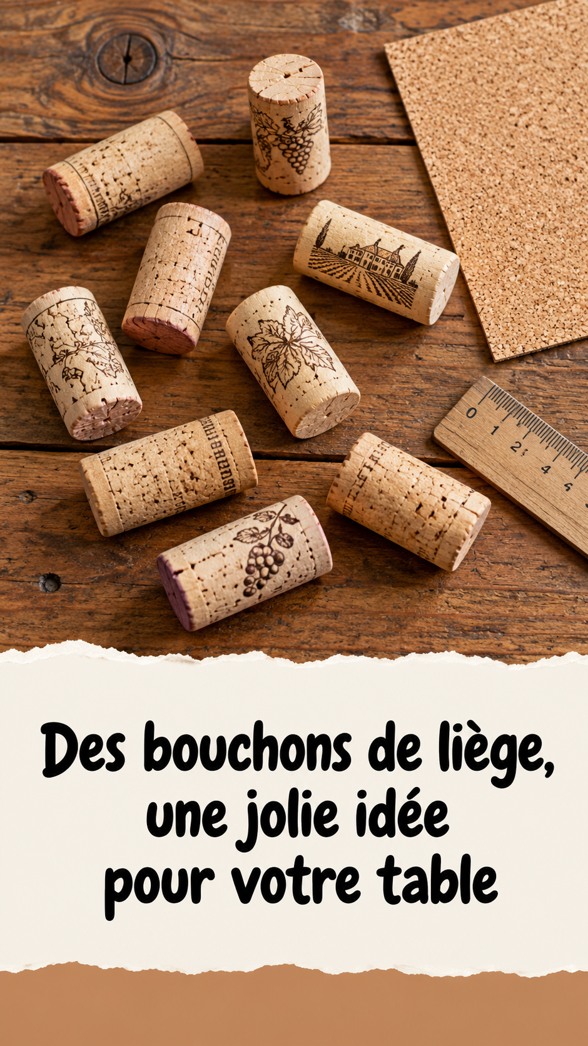 Des bouchons de liège sur une table : une jolie idée pour votre table.