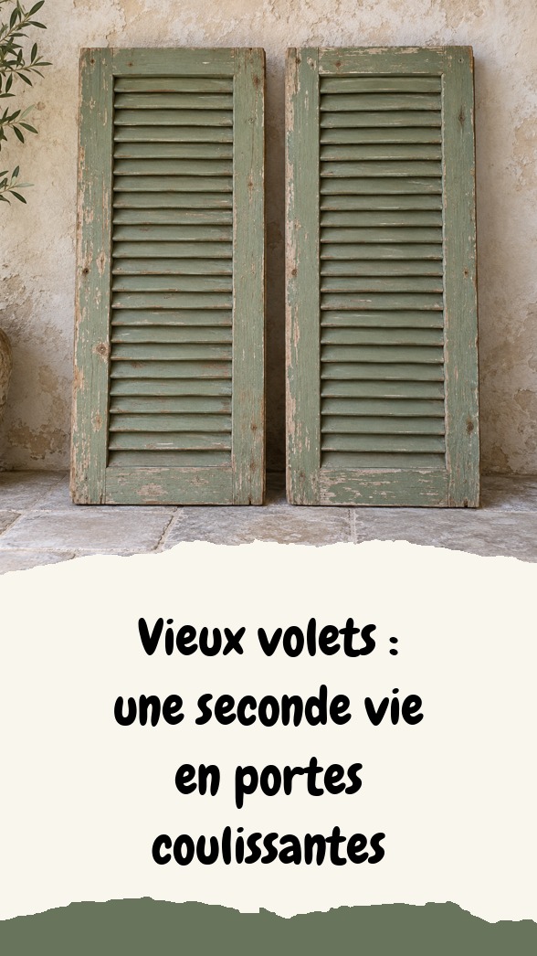 Deux vieux volets à persiennes avant leur transformation